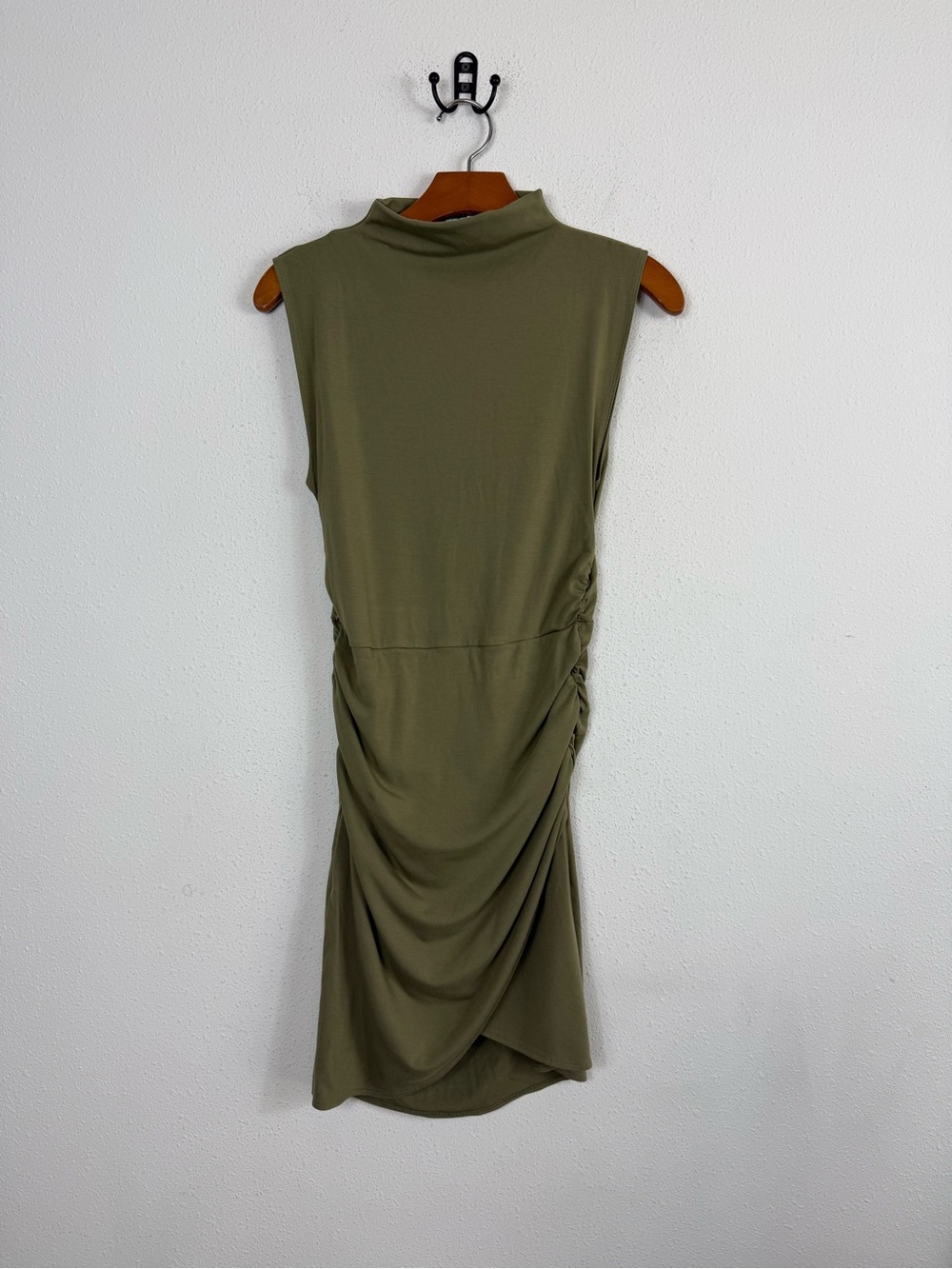 Aritzia Wilfred Boulevard Mini Dress Bosana Green Mockneck Sz Small